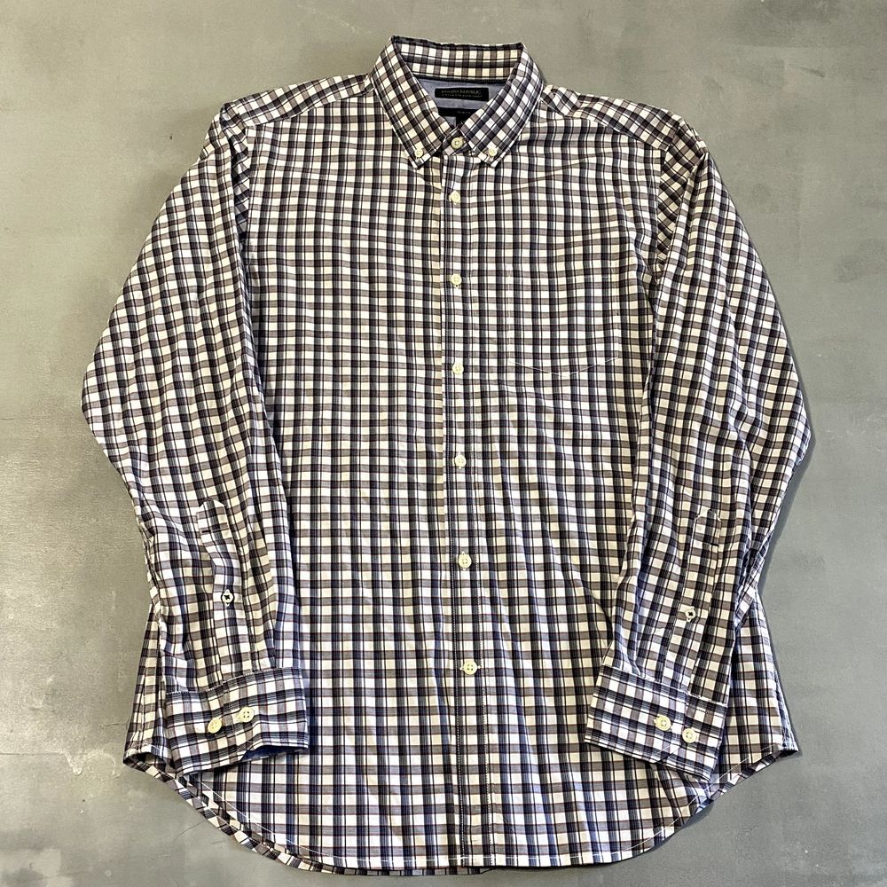 Banana Republic Shirt Mens Medium SLim Fit Custom 078 Wash Gray Red‎ White